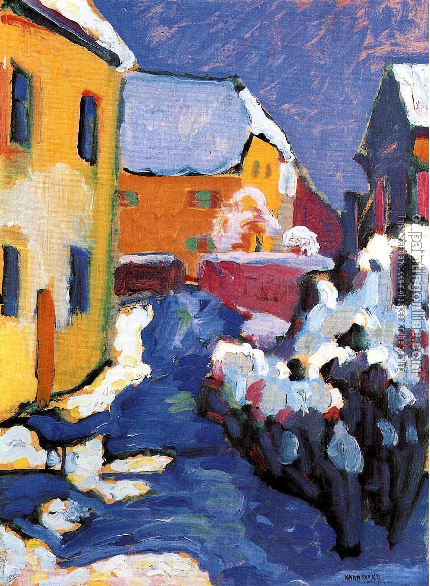 Kandinsky, Wassily - Cementerio y casa parroquial en Kochel